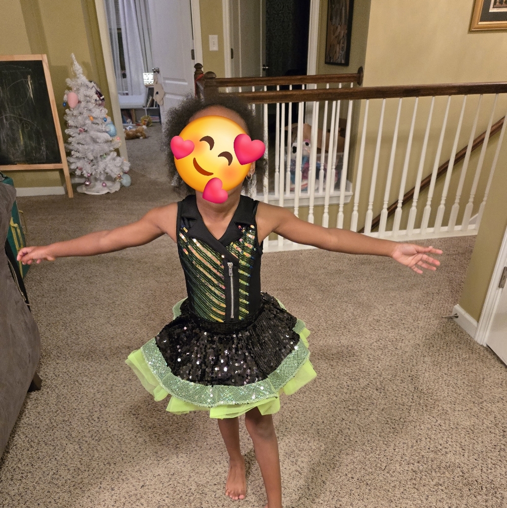 Neon green and black biker zipper style tutu